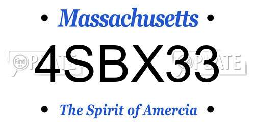 4SBX33 Massachusetts License Plate