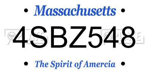 4SBZ548 Massachusetts License Plate