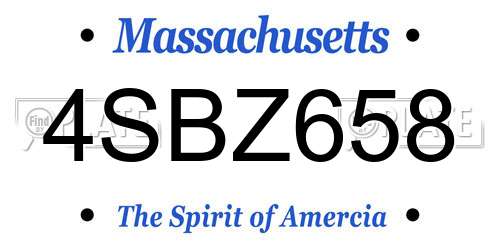 4SBZ658 Massachusetts License Plate