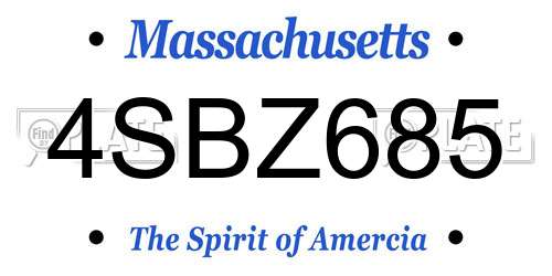 4SBZ685 Massachusetts License Plate