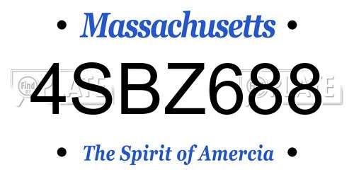 4SBZ688 Massachusetts License Plate