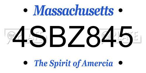 4SBZ845 Massachusetts License Plate