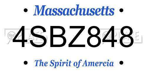 4SBZ848 Massachusetts License Plate