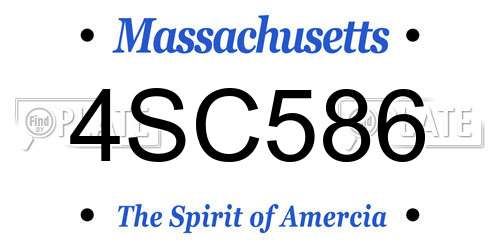 4SC586 Massachusetts License Plate