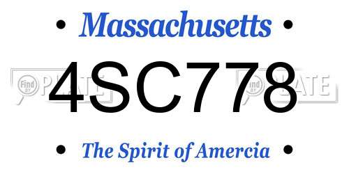 4SC778 Massachusetts License Plate