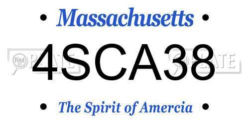 4SCA38 Massachusetts License Plate