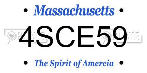 4SCE59 Massachusetts License Plate