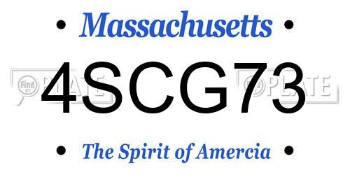 4SCG73 Massachusetts License Plate