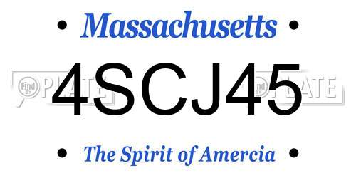 4SCJ45 Massachusetts License Plate