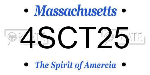 4SCT25 Massachusetts License Plate