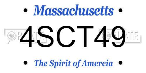 4SCT49 Massachusetts License Plate