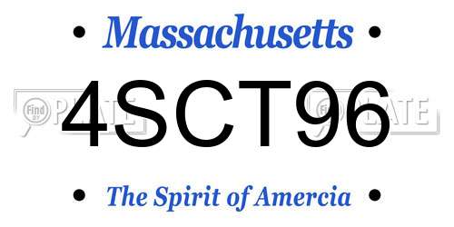 4SCT96 Massachusetts License Plate