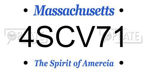 4SCV71 Massachusetts License Plate