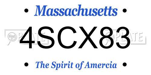 4SCX83 Massachusetts License Plate