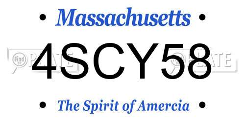 4SCY58 Massachusetts License Plate