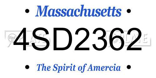4SD2362 Massachusetts License Plate