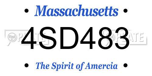 4SD483 Massachusetts License Plate