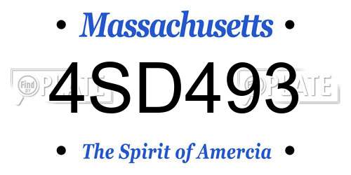 4SD493 Massachusetts License Plate