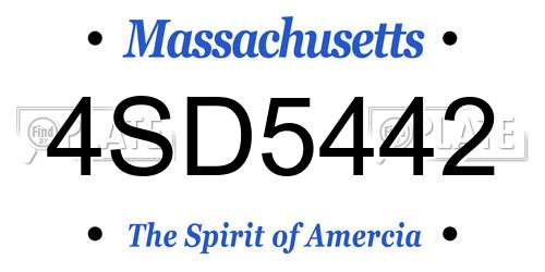 4SD5442 Massachusetts License Plate