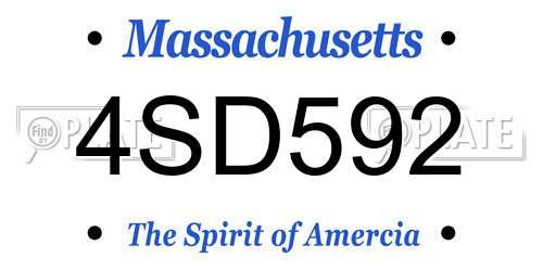 4SD592 Massachusetts License Plate