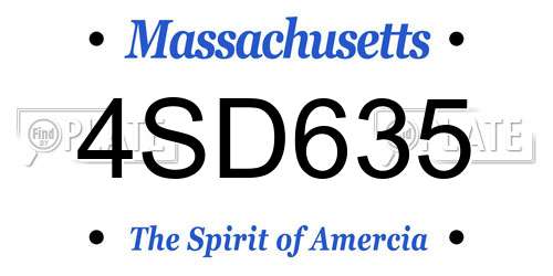4SD635 Massachusetts License Plate