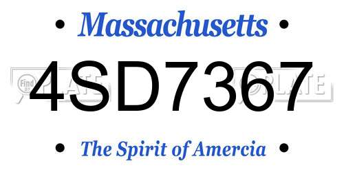 4SD7367 Massachusetts License Plate