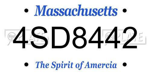 4SD8442 Massachusetts License Plate