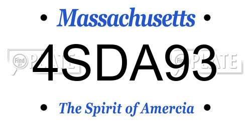 4SDA93 Massachusetts License Plate