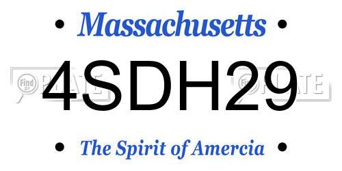 4SDH29 Massachusetts License Plate