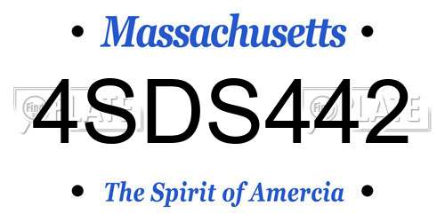4SDS442 Massachusetts License Plate