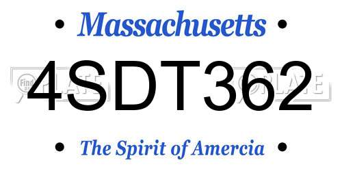 4SDT362 Massachusetts License Plate