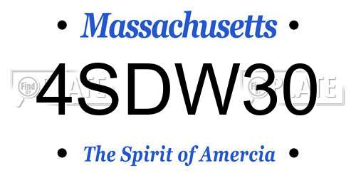 4SDW30 Massachusetts License Plate
