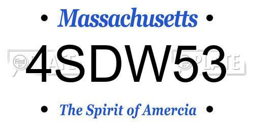 4SDW53 Massachusetts License Plate