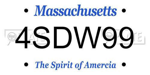 4SDW99 Massachusetts License Plate