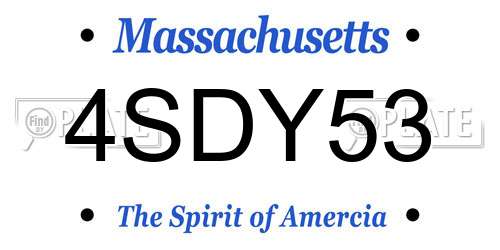4SDY53 Massachusetts License Plate
