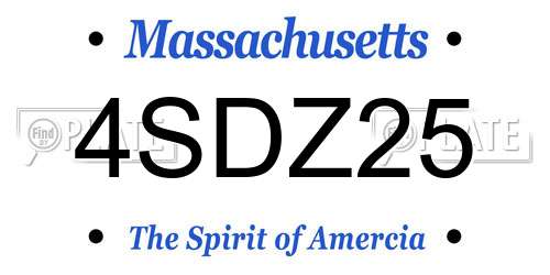 4SDZ25 Massachusetts License Plate