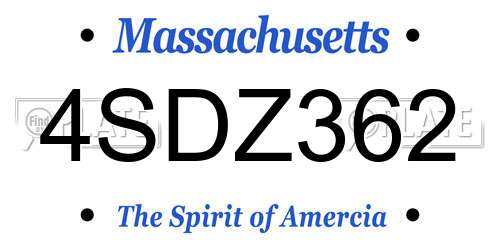 4SDZ362 Massachusetts License Plate