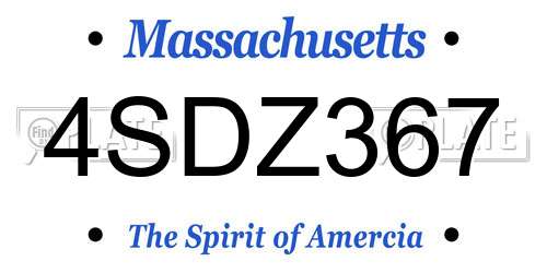 4SDZ367 Massachusetts License Plate