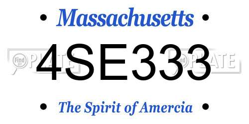 4SE333 Massachusetts License Plate