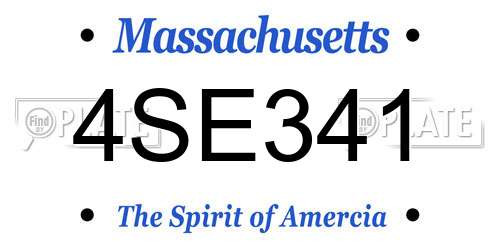 4SE341 Massachusetts License Plate