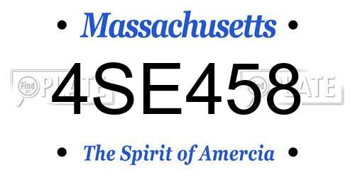 4SE458 Massachusetts License Plate
