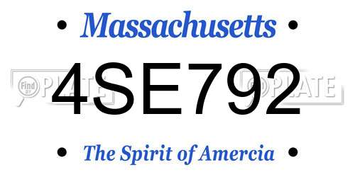 4SE792 Massachusetts License Plate