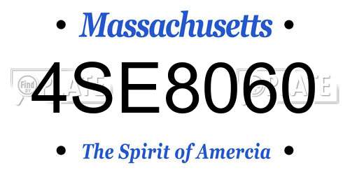 4SE8060 Massachusetts License Plate