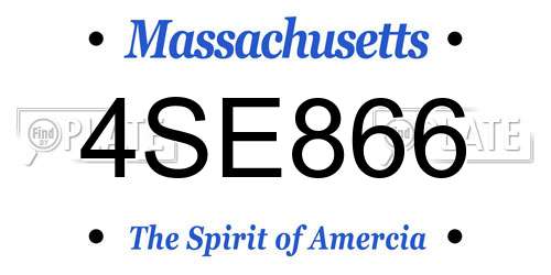 4SE866 Massachusetts License Plate