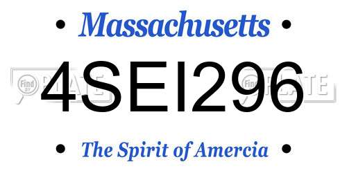 4SEI296 Massachusetts License Plate