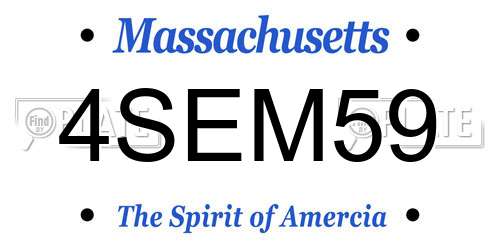 4SEM59 Massachusetts License Plate