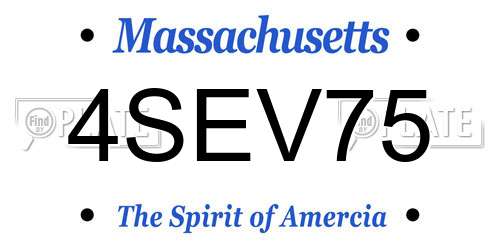4SEV75 Massachusetts License Plate