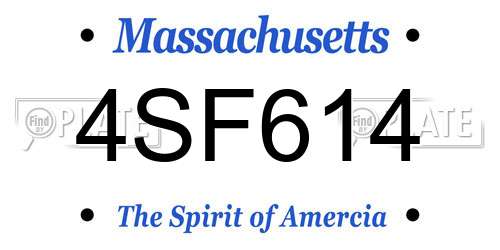 4SF614 Massachusetts License Plate