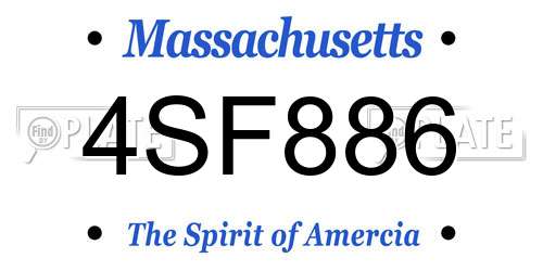 4SF886 Massachusetts License Plate