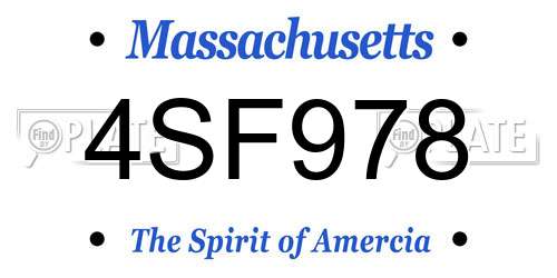 4SF978 Massachusetts License Plate